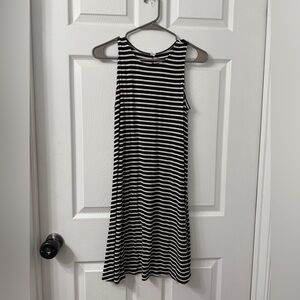 Black and White Striped Sleeveless Dress